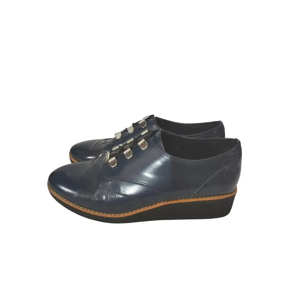 Rebecca Minkoff Patent Leather Loafer Blue Womens Size 8.5